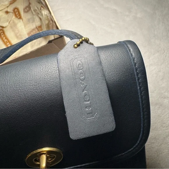 VTG Coach Navy Blue Sidepack Crossbody Shoulder Bag - Picture 4 of 15